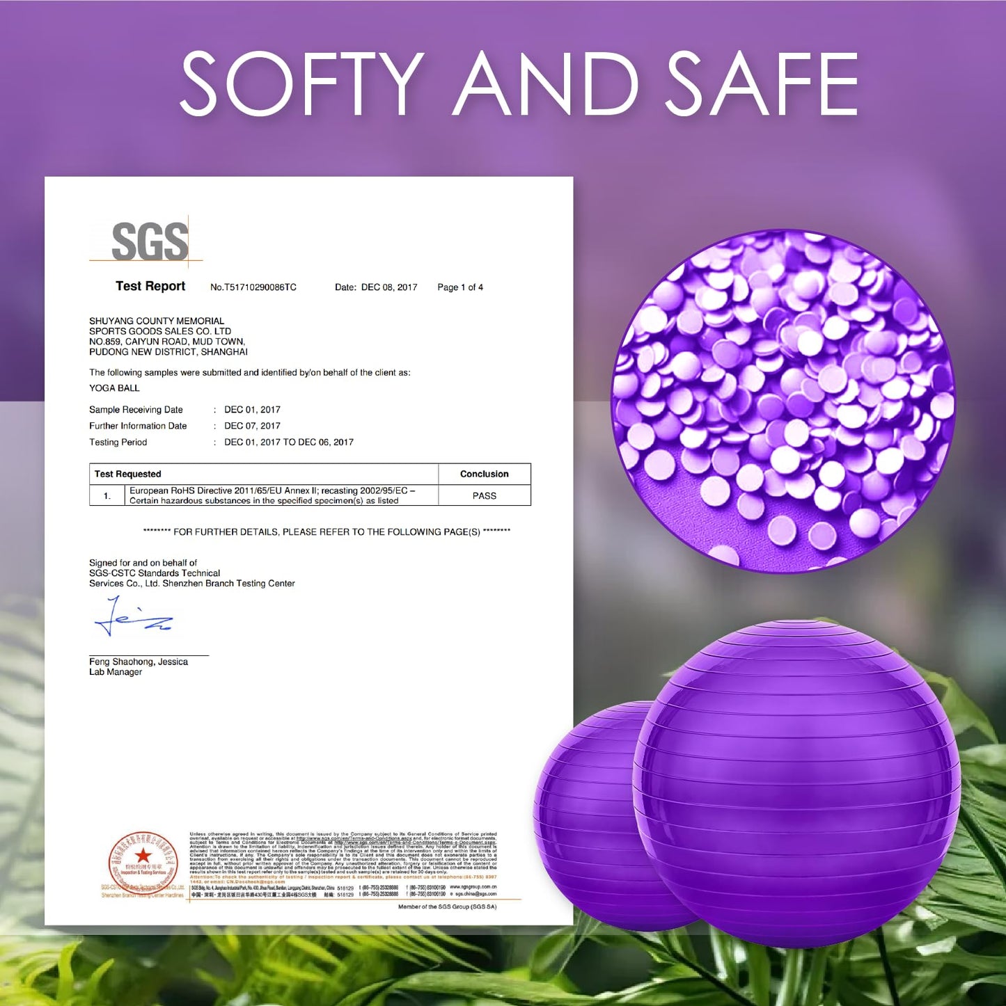 Solid Exercise Ball,High-Weight Capacity (3000 lbs) Anti-Burst Yoga Ball Chair,Swiss Ball for Pregnancy,Birthing, Fitness, Physical Therapy (Purple, S(41-50))