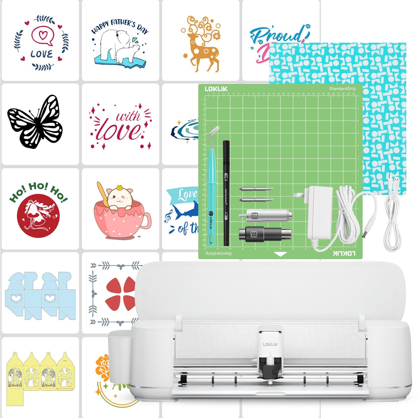 LOKLiK Cutting Machine 2 by HTVRONT - 5 in 1 Vinyl Cutter Machine with 5X Cutting Force, Cuts 100+ Materials, AI Painting, 13'' Smart Die Cutting Machine for All Crafts Cards 3D Arts Home Decor