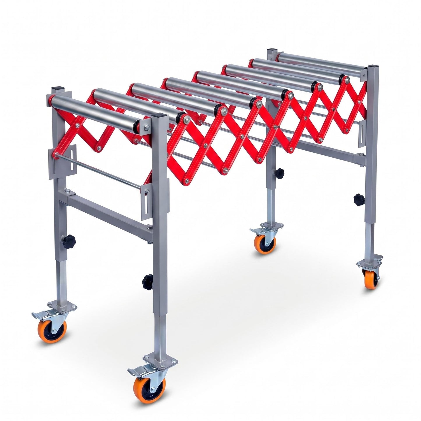 600LBS Adjustable Roller Conveyor Table, 16 Inch Wide Expandable Conveyor System, Height Adjustable 27.5"-43", Mobile Support for Warehouse Operations