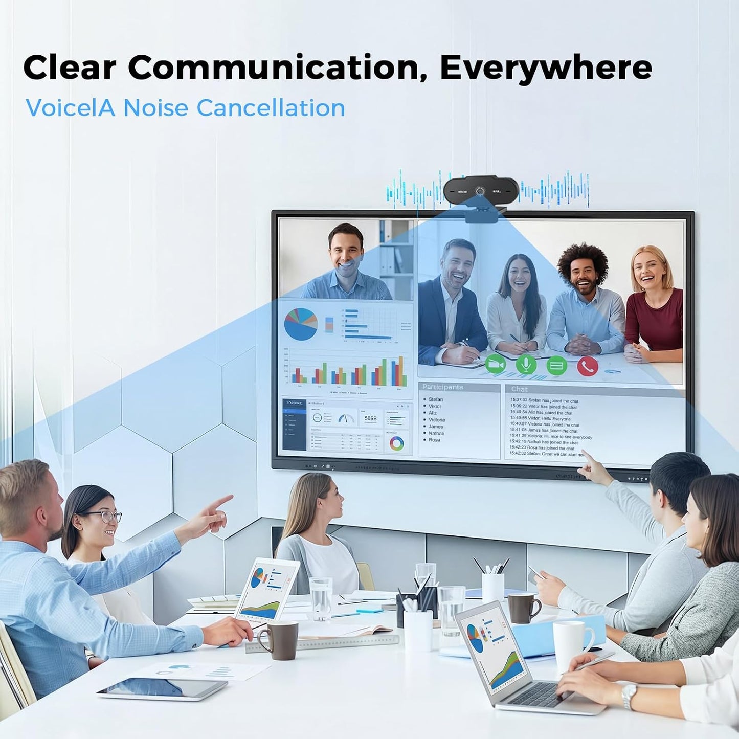 cbeyook 1080P 360 Full HD Webcam with Microphone, Auto Light Correction, Rotatable, Plug & Play, Compatible