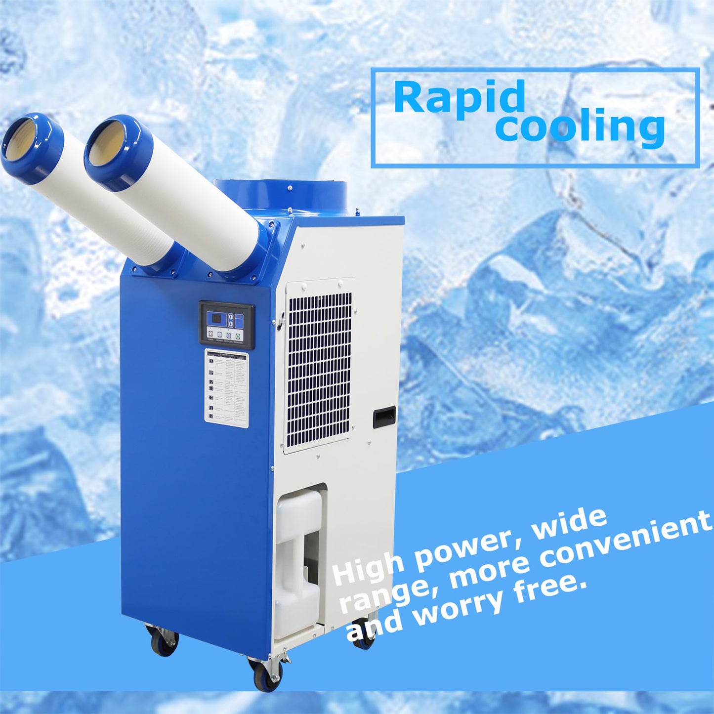 HQHAOTWU Industrial Air Conditioner Outdoor Indoor Spot Mobile Air Cooler 580m³/h Commercial Aircon with Two Outlet Tubes 110V