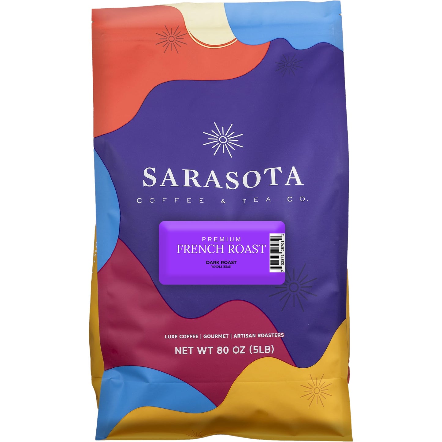 Sarasota Coffee Whole Bean Cubano European French Roast | Dark Roast Gourmet Coffee Beans | Low Acid, Mold Free, Specialty Grade Bulk Coffee Beans | 5lb (80 oz)