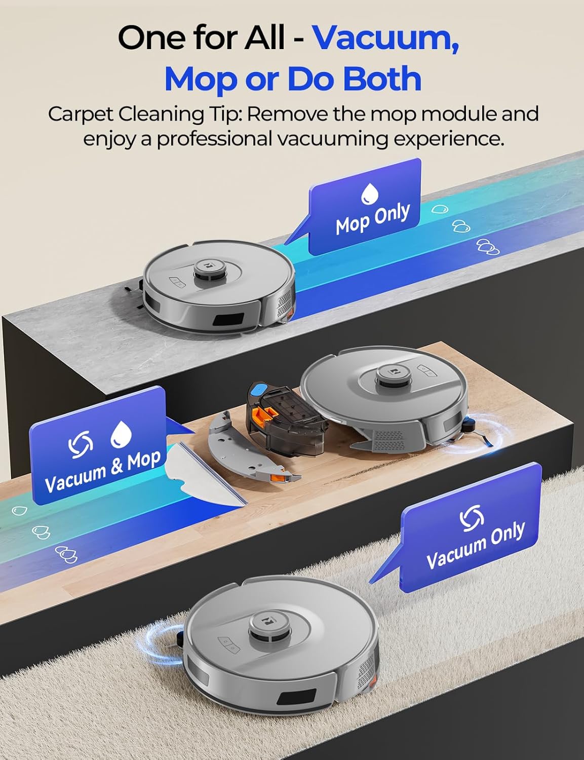 Skiennix Robot Vacuum - 20,000 Pa Power, Self-Emptying & Lidar Navigation | Gray R11 for Pets & Carpets