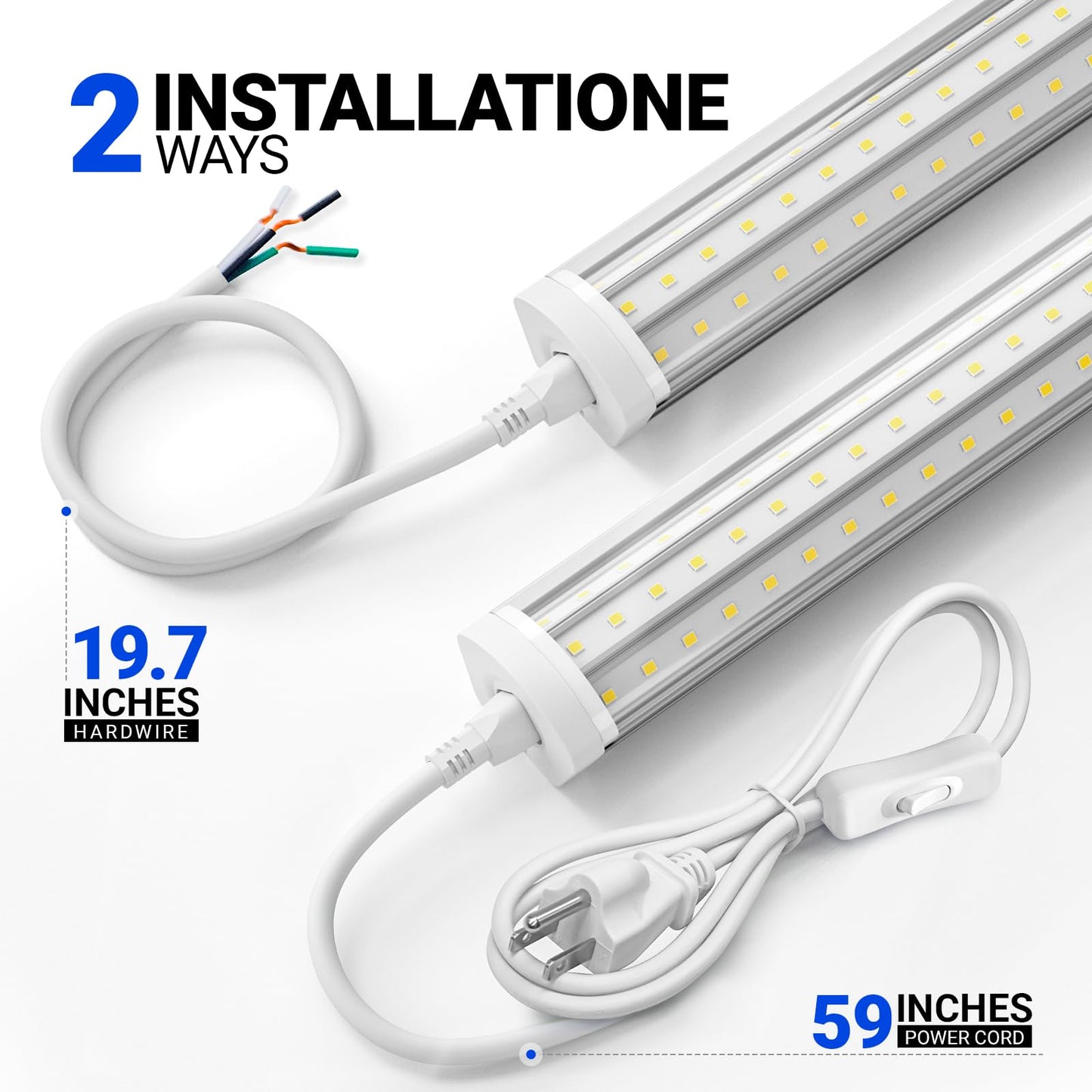 Barrina 8FT LED Shop Light, 140W 17000LM 5000K, U-Shaped 3 Rows LED Garage Lights, Linkable, Hanging & Flush Mount, 8 Foot Commercial LED Shop Lights for Garage, Workshop, Kitchen, 10 Packs, Silver