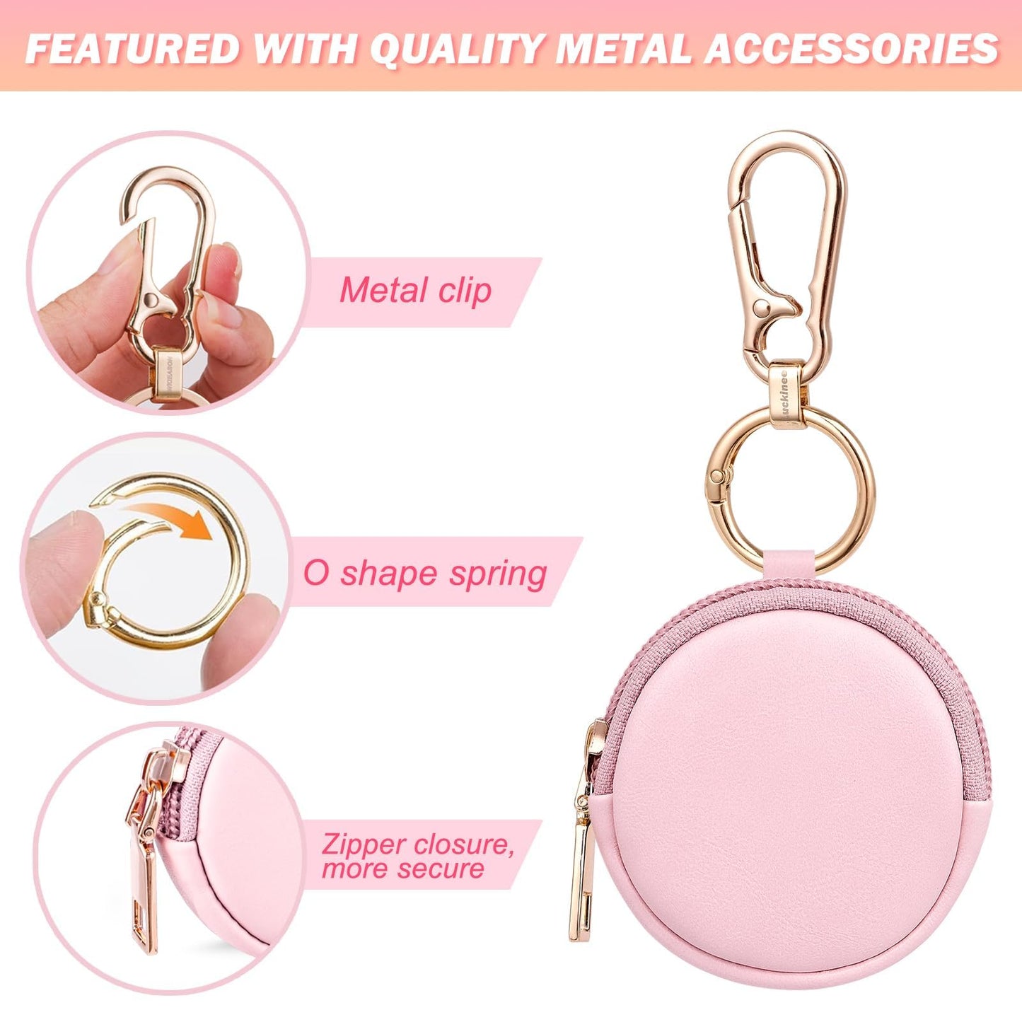LUCKINEE Portable Gym Jewelry Ring Holder Keychain, Small Travel Ring Holder Earring Stud Necklace Storage Case Ring Holder Gifts for Women and Girls