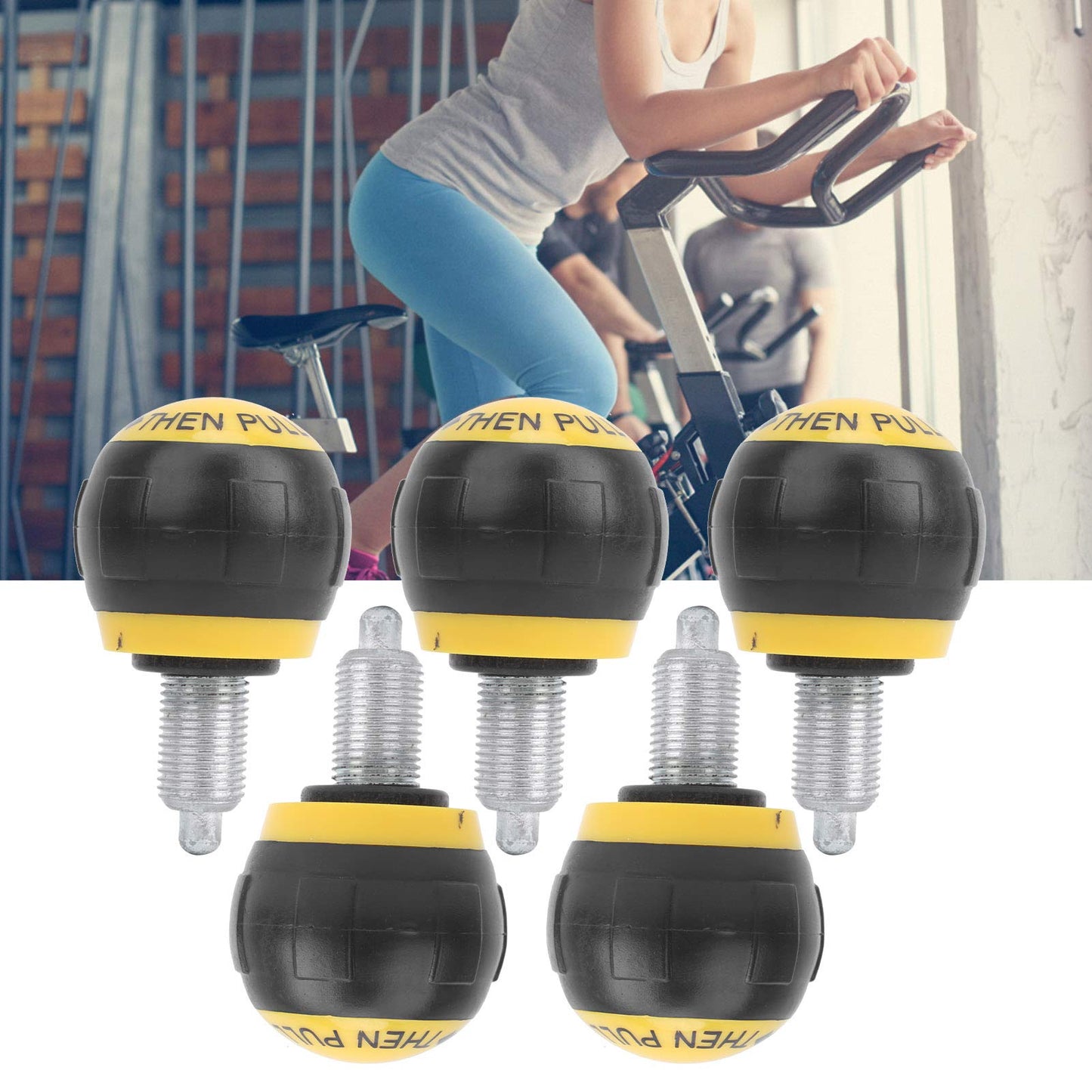 Joyzan Pull Pin Spring Knob, Exercise Bike M16 Pop Locking Screw Adjustment Release Fitness Universal Height Adjust Grip Replacement Equipment Training Machines Stationary Bicycle Weight Bench 5PCS