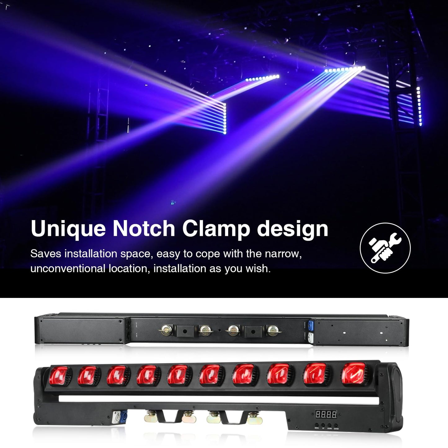 Betopper 10x15w RGBW Moving Beam LED Light Bar,10 Eye Stage Light Strobe Beam Like Spider RGBW 4IN1 DMX 512 & Sound Activated DJ Lighting for Theater KTV Club Ball Disco Event L1015(1)