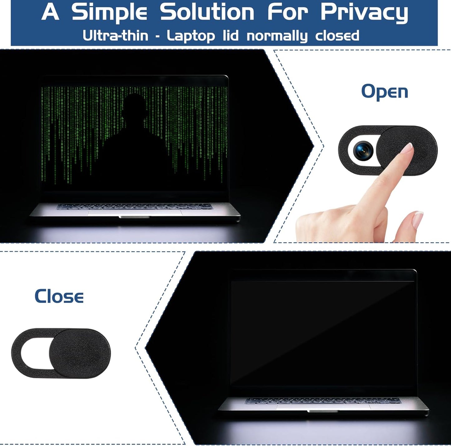 JJUNW 50 0.023 Inch Pcs Webcam Cover Slide, Ultra-Thin Universal Laptop Camera Cover Slide Webcam Cover for Laptop