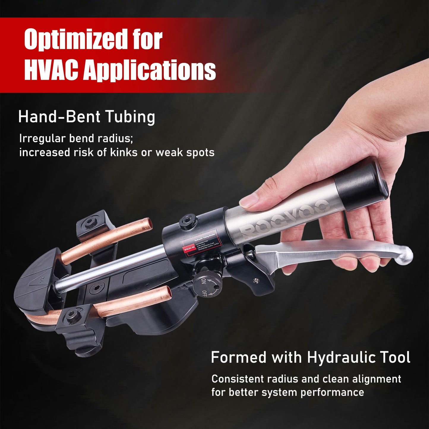 ROGVOC Hydraulic Tubing Bender Kit 1/4"–7/8", 180 Degree Pipe Bender Tool with 7 Dies for Copper and Aluminum, Ideal for HVAC and Refrigeration Applications