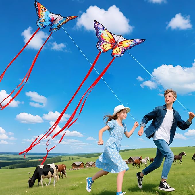 Xida Butterfly Kite for Kids & Adults, Easy to Fly, Ages 4-8, Large Kite with 300ft Handle, Perfect for Beach Trips