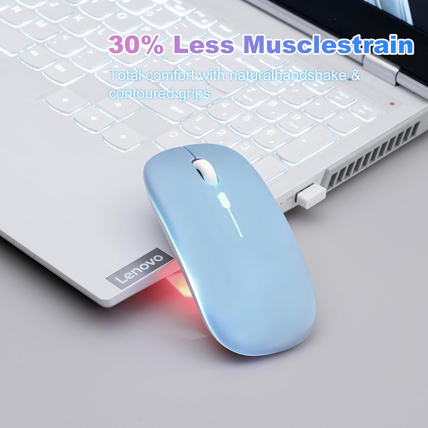 AZTZATZ 5.2 2.4G Wireless Bluetooth Mouse Rechargeable Long Lasting Dual Mode - BT & Silent RGB LED Mice, Slim Portable