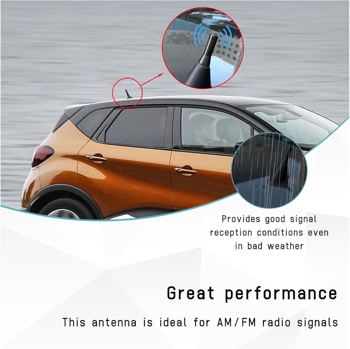 Sylvil 1.37" Car Short Antenna, Aluminum Radio Antennas Replacement, Carbon Fiber Antenna Kit with Screws, AM/FM Roof