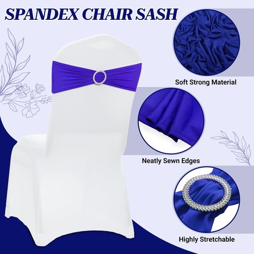 MDS Premium Spandex Chair Sashes - Stretch Covers with Buckle Slider | Pack of 100 - Royal Blue