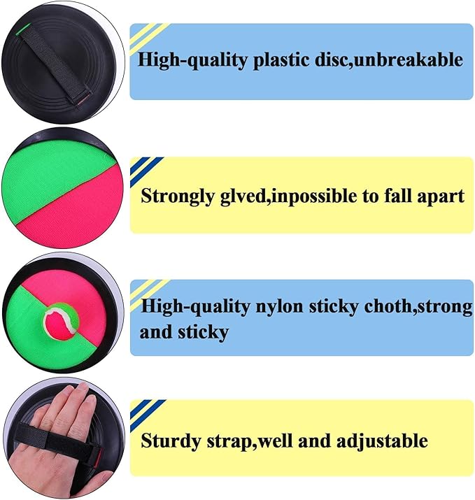 Cooraby Toss and Catch Paddle Game 5 Set Paddle Toss and Catch Ball Sport Games Suitable for Sports, Beach and Party Favor with Storage Bag, 10 Paddles and 5 Balls