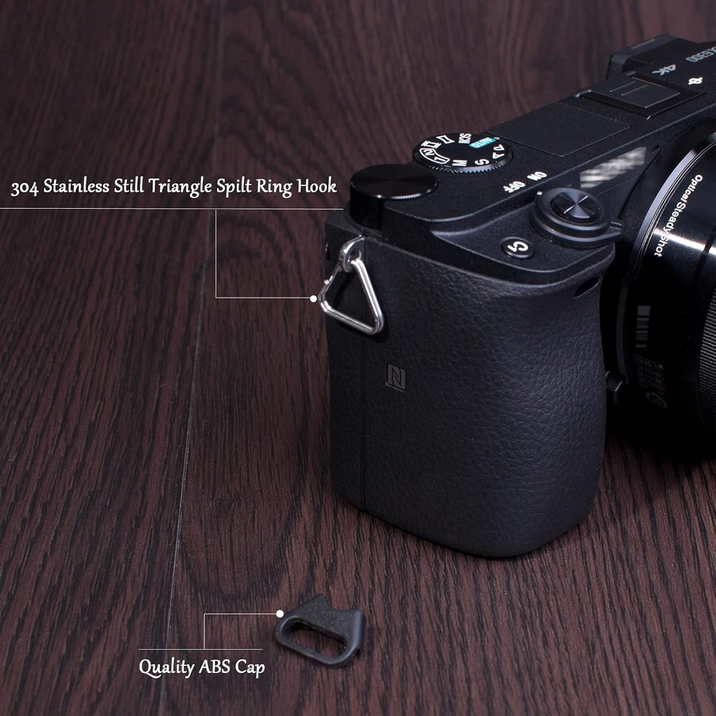 12mm(2 VKO Lug Ring Camera Strap Triangle Split Ring Hook + Plastic Cap for SLR D-SLR Rangefinder Mirrorless Camera