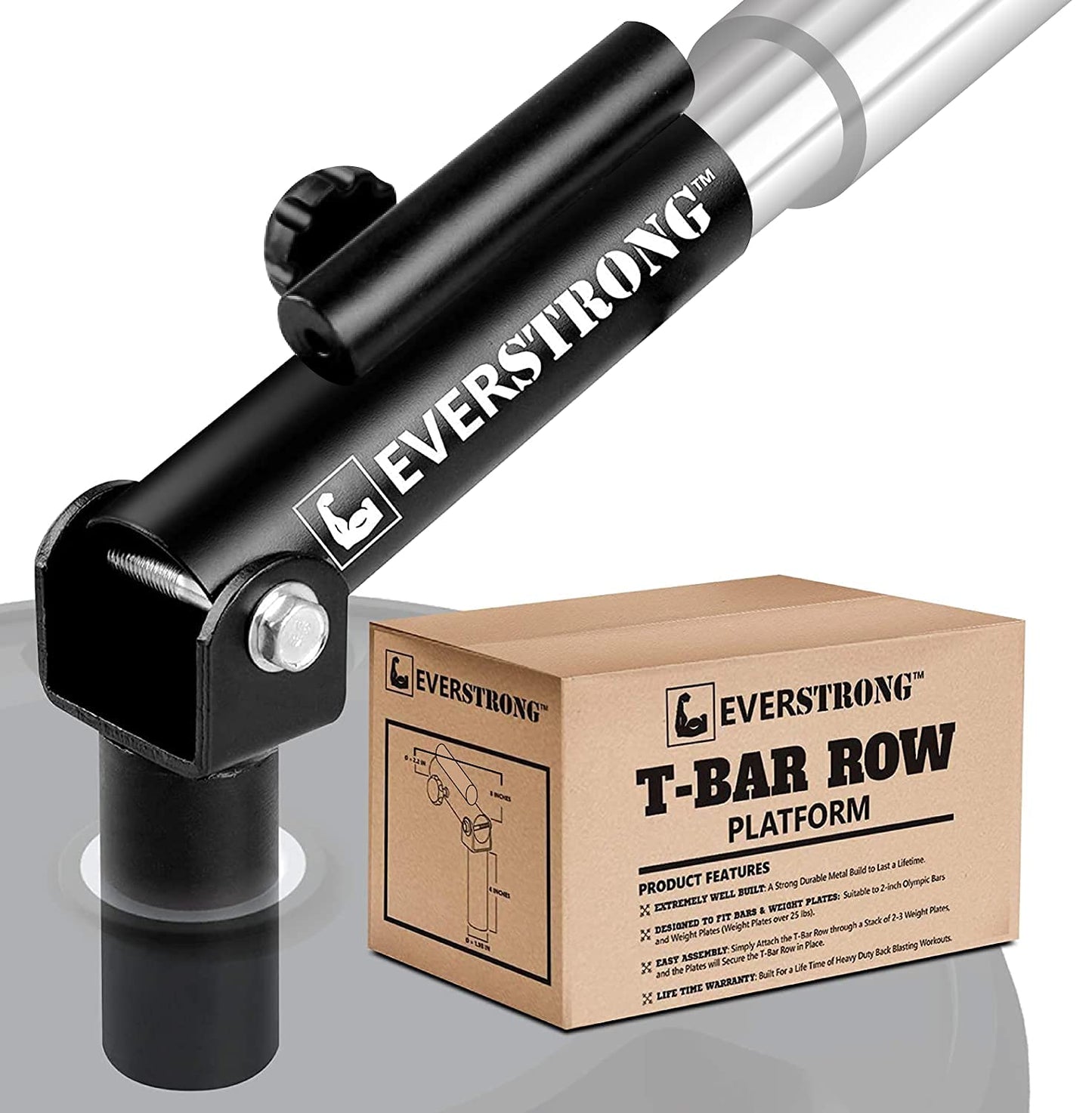 EVERSTRONG 1 inch and 2 inch - Landmine Base Gym Equipment - T Bar Row Landmine Attachment For Barbell - Home or Small Spaces - T Bar Row Platform for Deadlift Squat Tricep Exercises