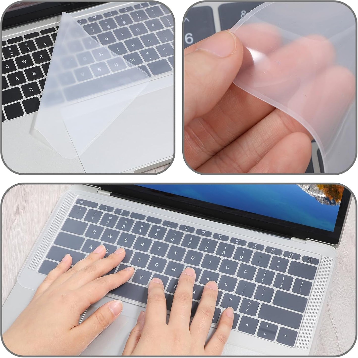 Qulkws 13" 14" Skin Universal Keyboard Cover Protector Skin Ultra Thin Keyboards Covers Protector Silicone Keyboards