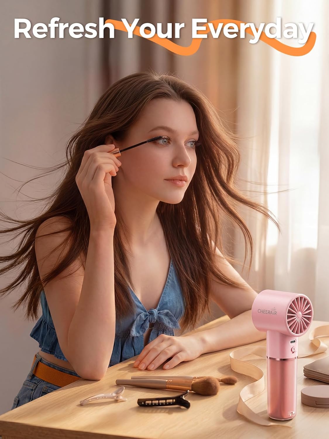 Skiennix Handheld Portable Fan - 6-Speed Mini Personal Fan with 5000mAh Battery | Ideal for Travel & Camping