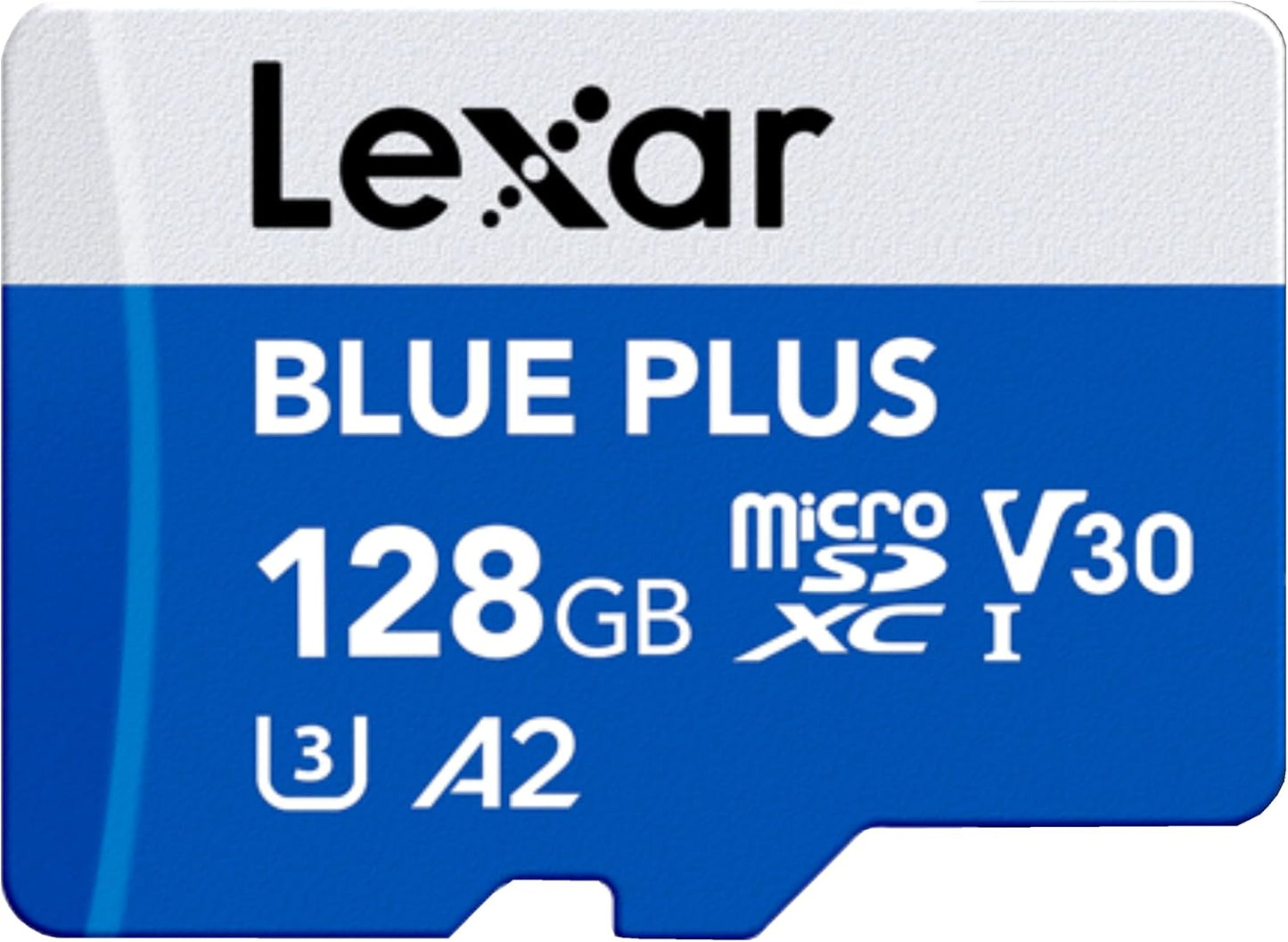 Lexar 128GB 170MB/s C10 A2 U3 V30 Blue Plus MicroSD Memory Card UHS-I with SD adapter, up to read / / / microSDXC