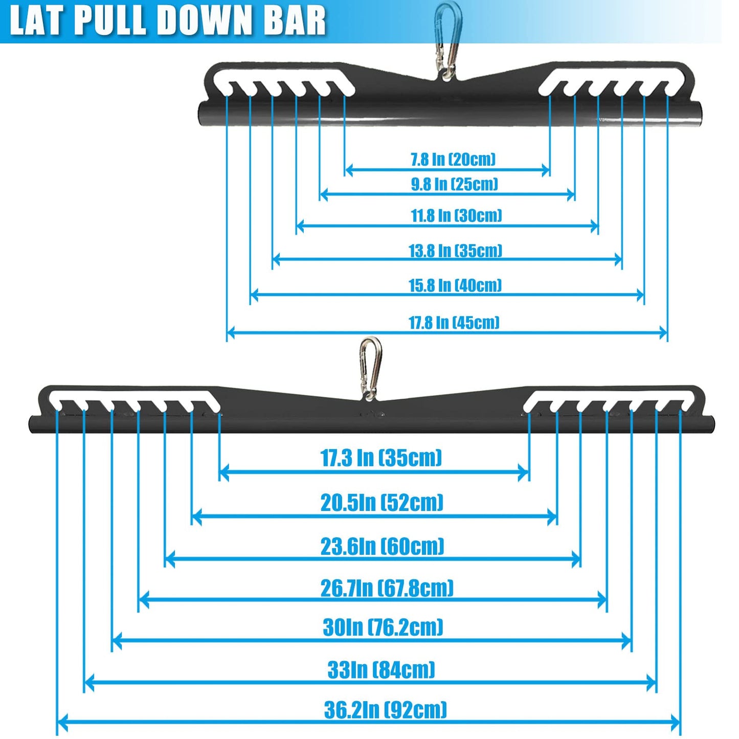 KORIKAHM LAT Pulldown Attachments for Cable Pulley System Machine, T-bar Row Landmine Attachment, Home Gym Fitness Spreader Bar, Multi-Grip Wide LAT Pull Down Bar, Neutral Grip Handle (BSP45678)
