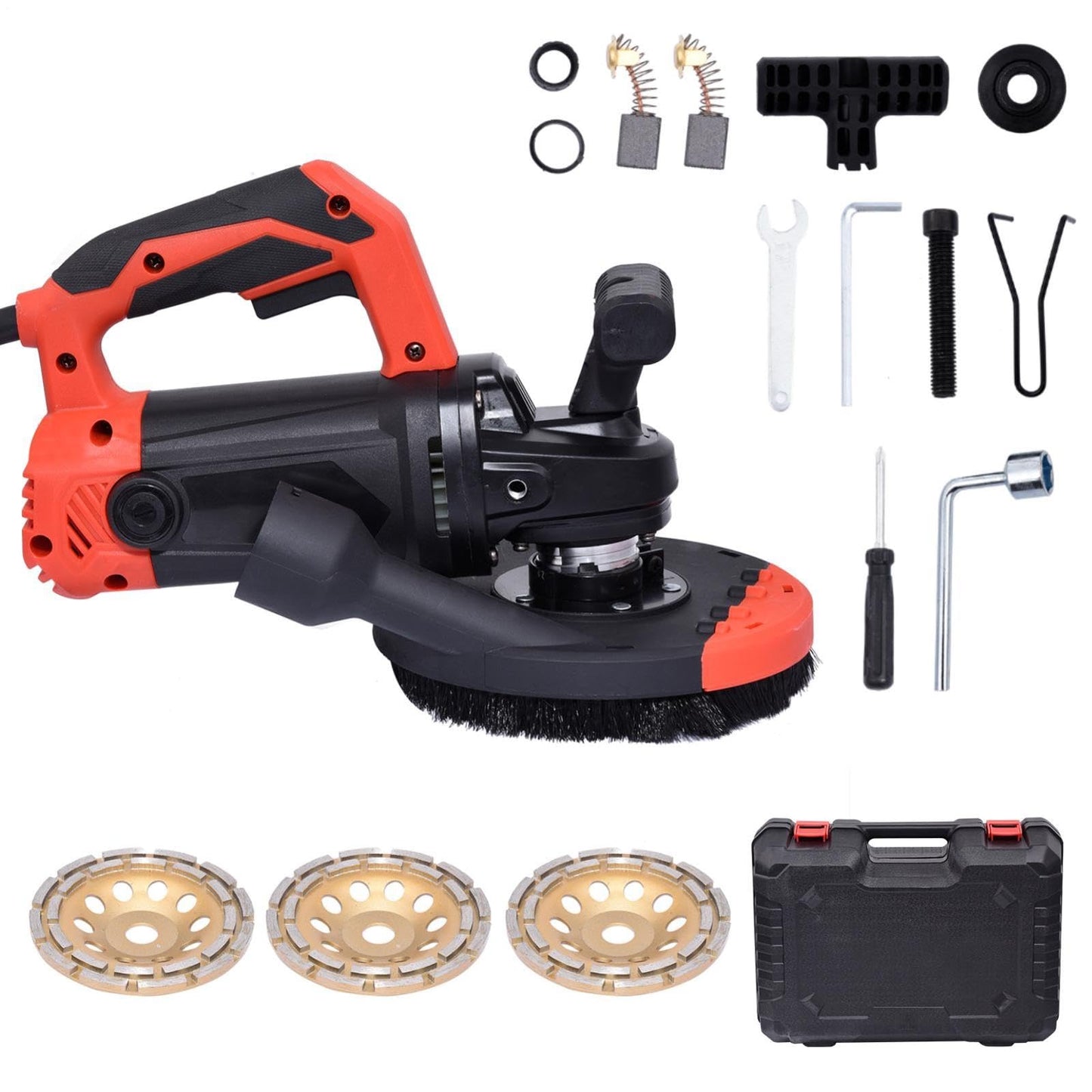 7-Inch Concrete Floor Grinder, 2200W Powerful Concrete Sanding Machine Concretes Sander Practical Angle Grinder Tool Floor Grinders Polishing Machine 90° Seamless sanding for Floors(Size:B)