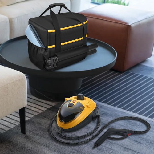 Bag for Wagner Spraytech 0282014 915e Portable Steam Cleaner, Foldable Handheld Steamer Storage Case Container for 18 Accessories Cleaning Brushes, Wallpaper Steam Plate with Pockets-Bag Only(YELLOW)