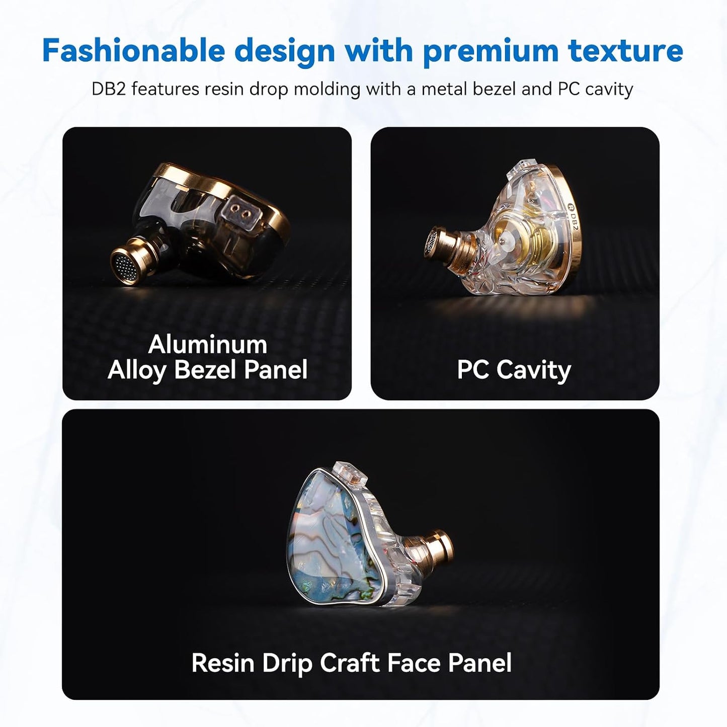 DB2 1BA 1DD 2Pin 3.5mm NICEHCK IEM Earphones Without Microphone: Resin Hybrid in Ear Monitor Headphones with Detachable