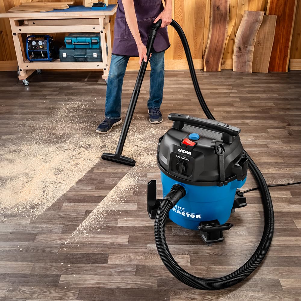 ROCKLER 9 Gal HEPA Dust Collector - Power Tool Activated Shop Dust Collection System for Dislodging Debris - Heavy Duty, Washable, & Portable Shop Vaccum to Capture Debris from Different Tools