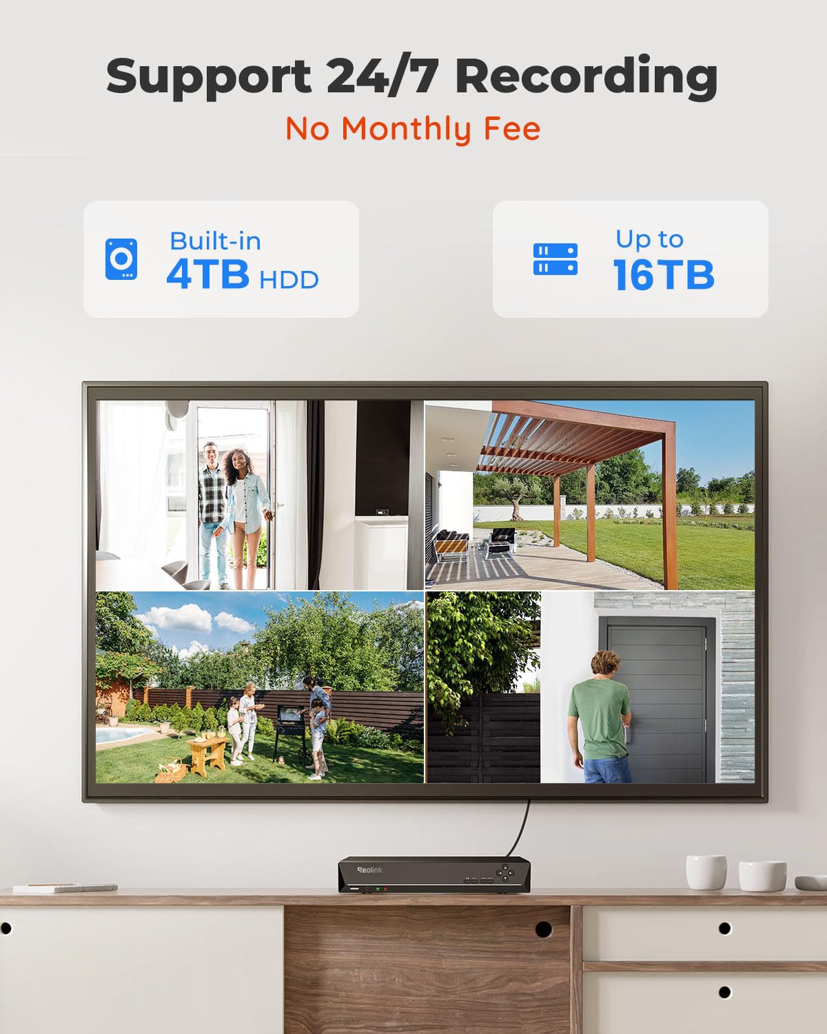 REOLINK 16CH 5MP Home Security Camera System, 8pcs Wired Outdoor PoE IP Cameras with Smart Detection, 8MP 16CH NVR with 4TB HDD for 24-7 Recording, High Bitrate & Clear Stream, RLK16-410B8-5MP