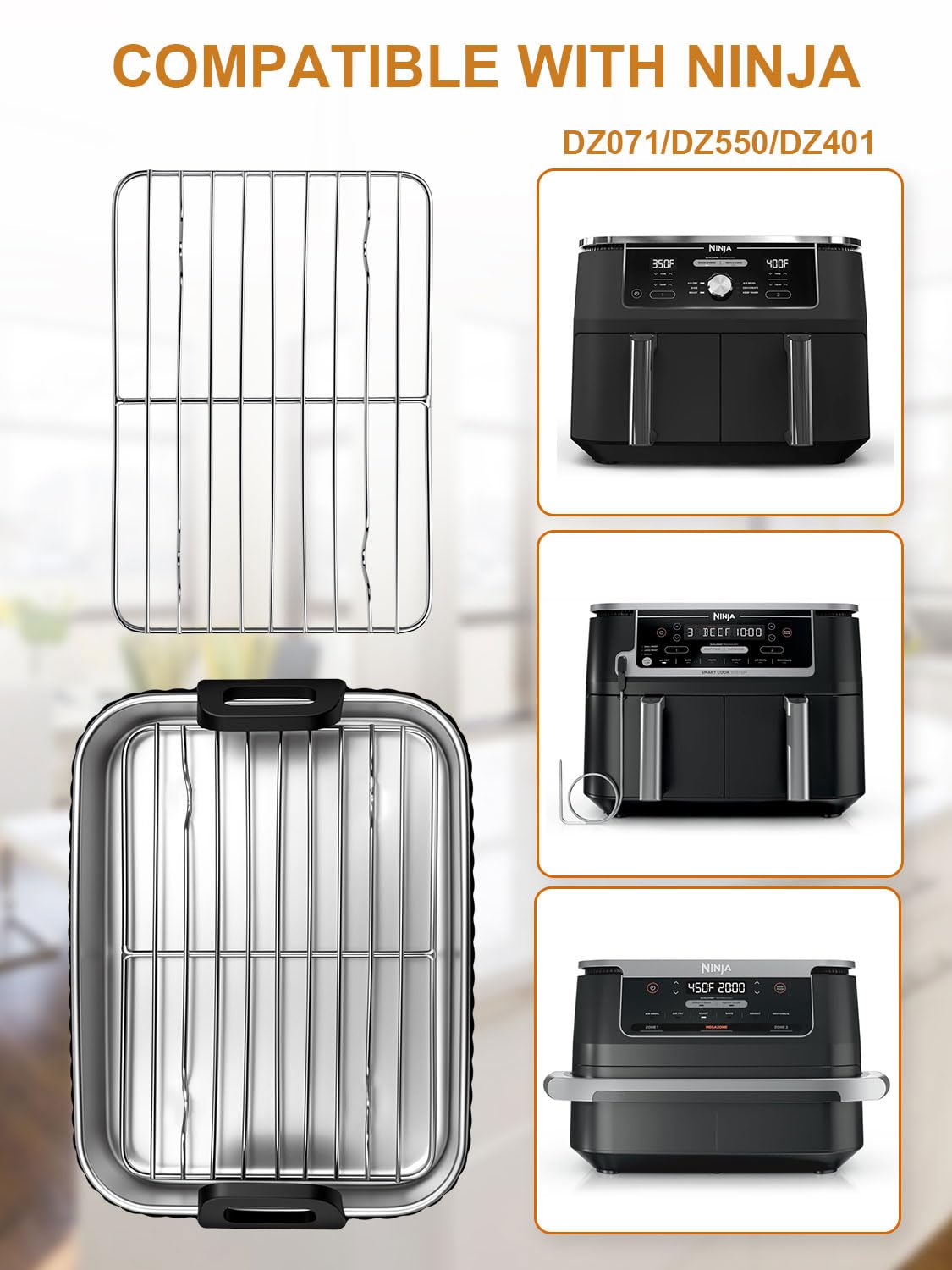 Edelstahl 304 Air Fryer Liner Compatible for Ninja DZ071/DZ550/DZ401, Reusable Airfryer Liners Accessories