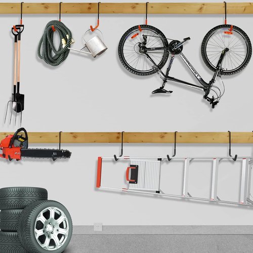 HUPBIPY Rafter Hanger - Large Garage Hooks for Bike Storage | Non-Slip Coating, 12-Pack, Black