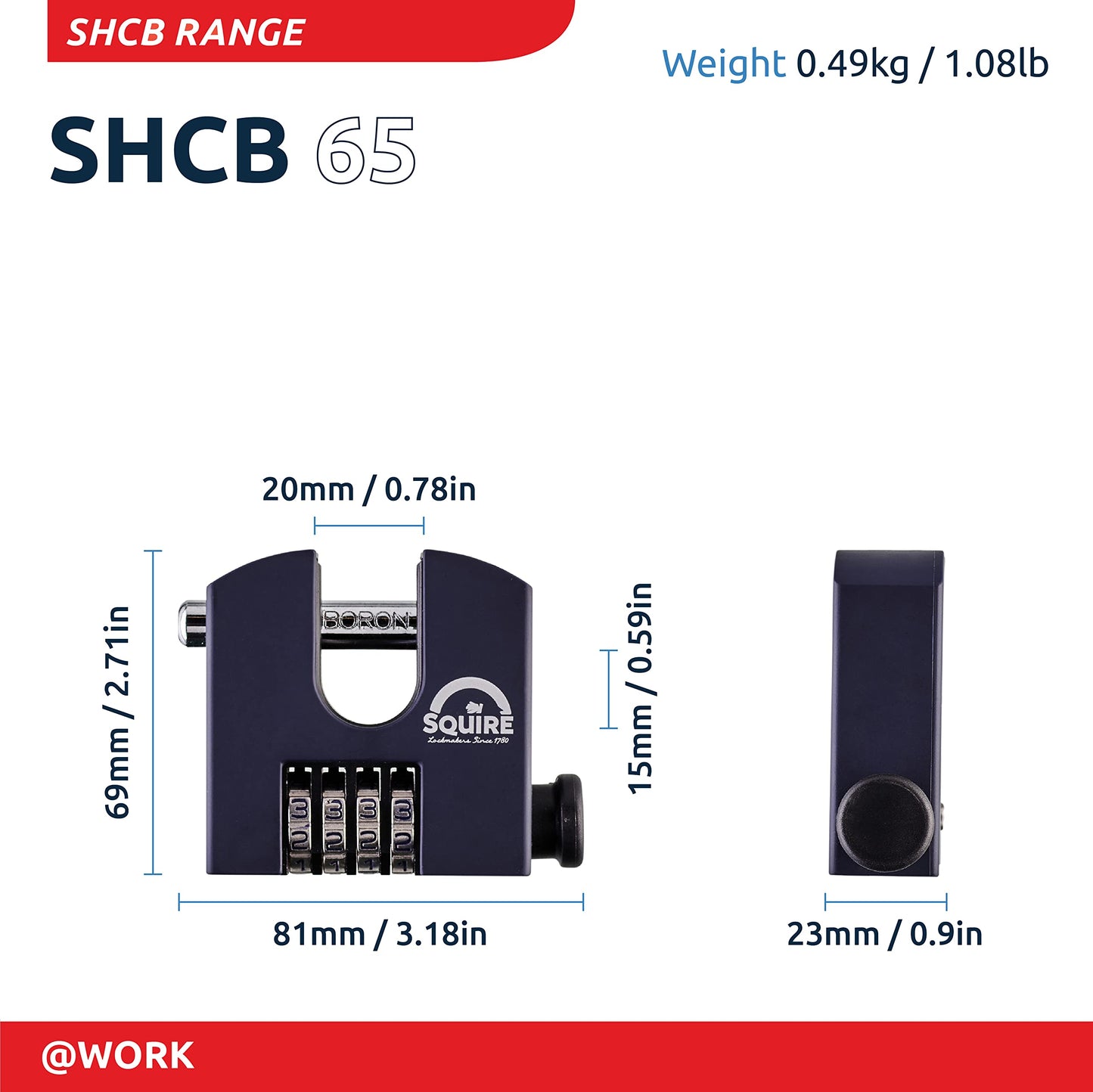 Squire Locks SHCB65 Stronghold Hi-Security Padlocks, Black