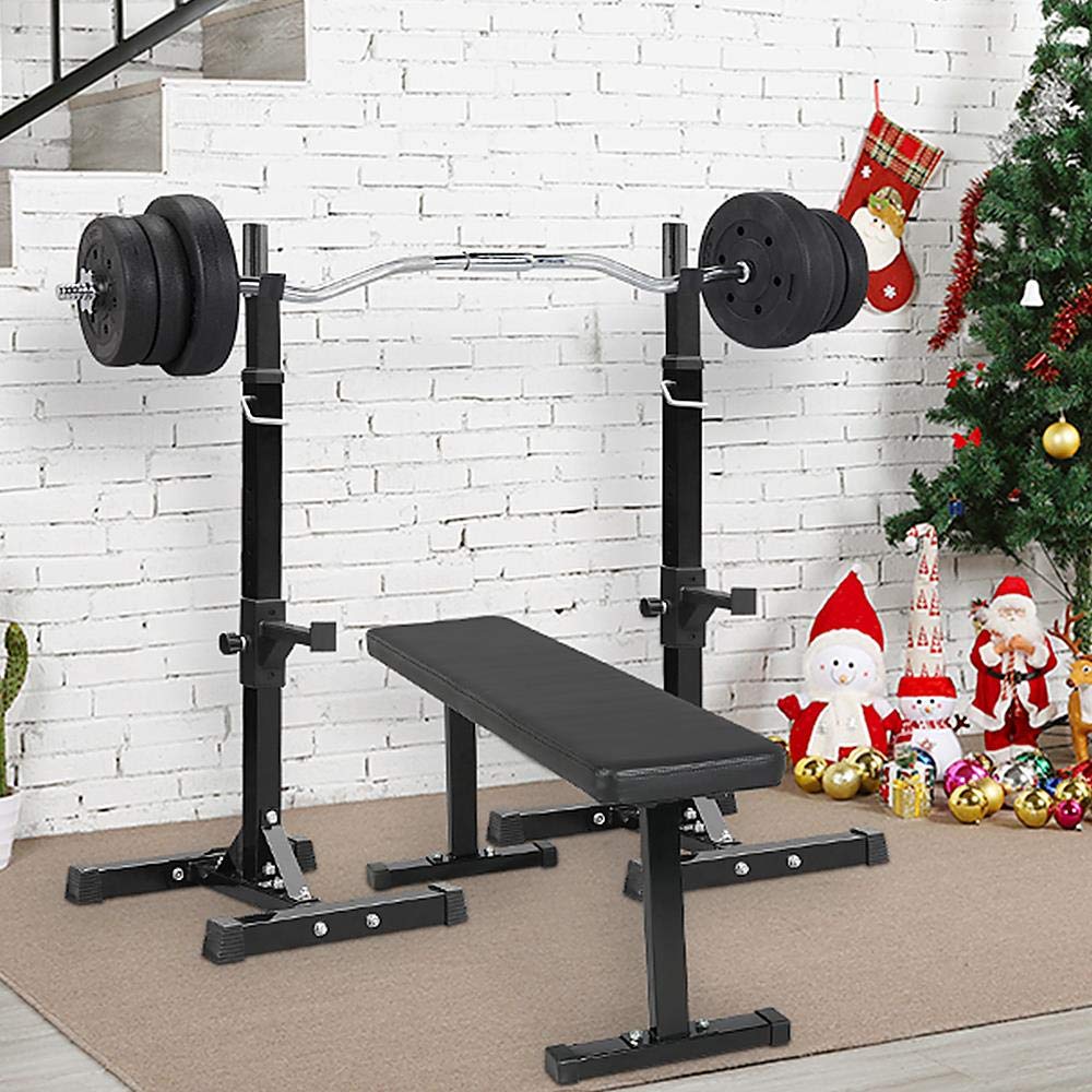 Yaheetech Pair of Adjustable Squat Rack Standard 44-70 Inch Barbell Rack, Solid Steel Squat Stands Bench Press Storage Home Gym Portable Dumbbell Stands