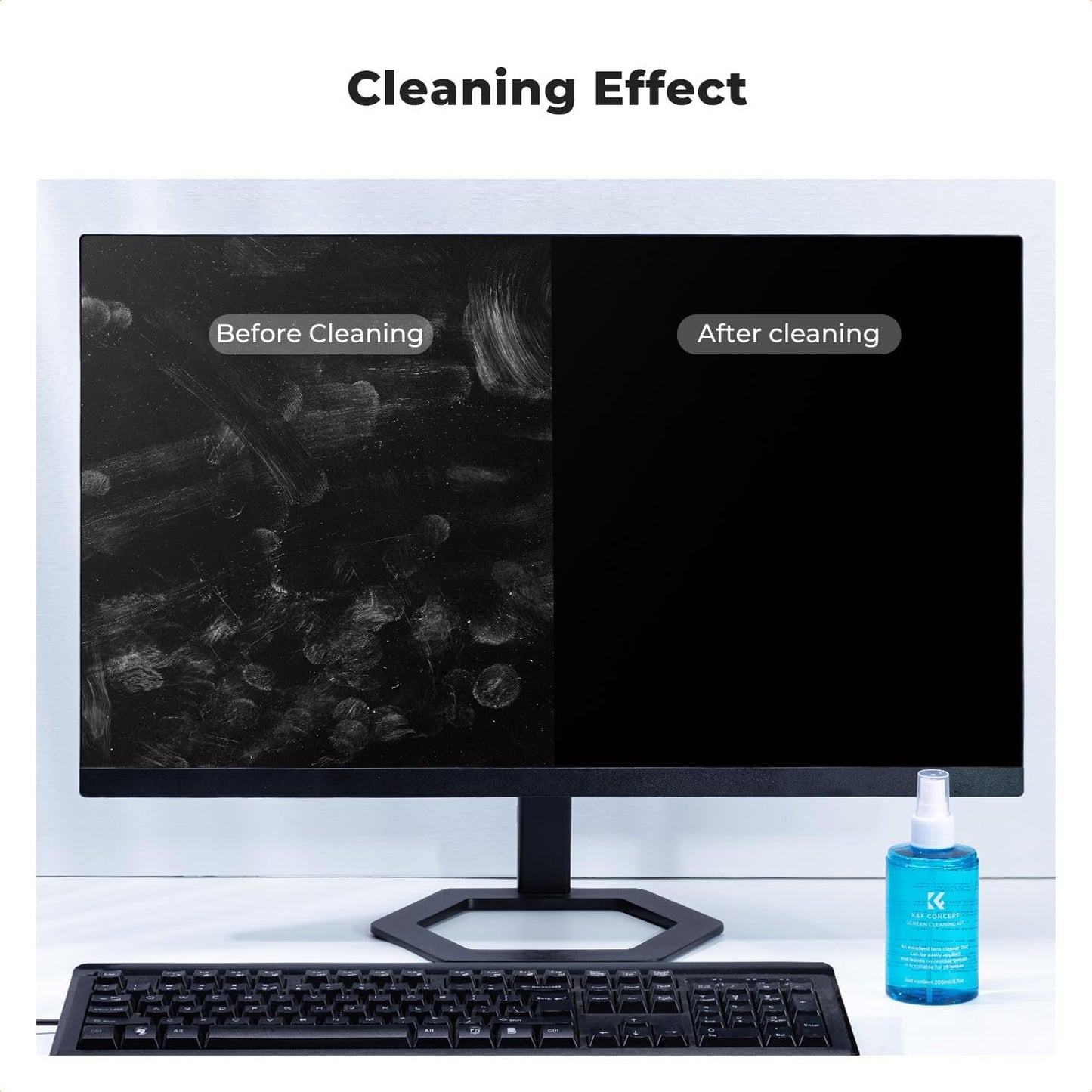 K&F CONCEPT 2 (200ml) Screen Cleaner Spray, with Microfiber Cleaning Cloth, Touchscreen Cleaning Kit for LCD LED DVD