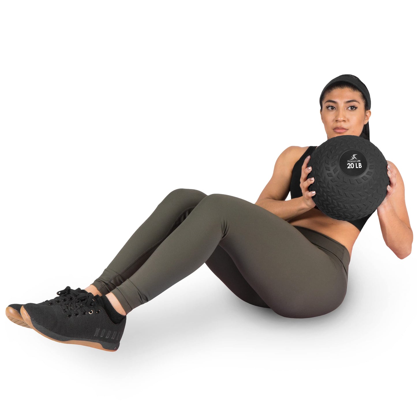 ProsourceFit Slam Medicine Ball, Tread Textured Grip Dead Weight Balls for Strength and Conditioning Exercises, Cardio and Core Workouts, 20lb, Black