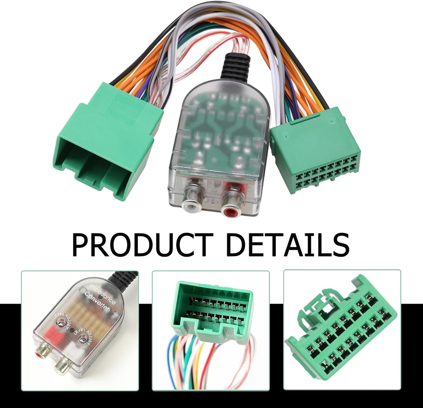 CyperFair K-103A Add A Subwoofer Amplifier Wire Harness, Plug and Play High-to-low Wiring Harness Impedance Converter