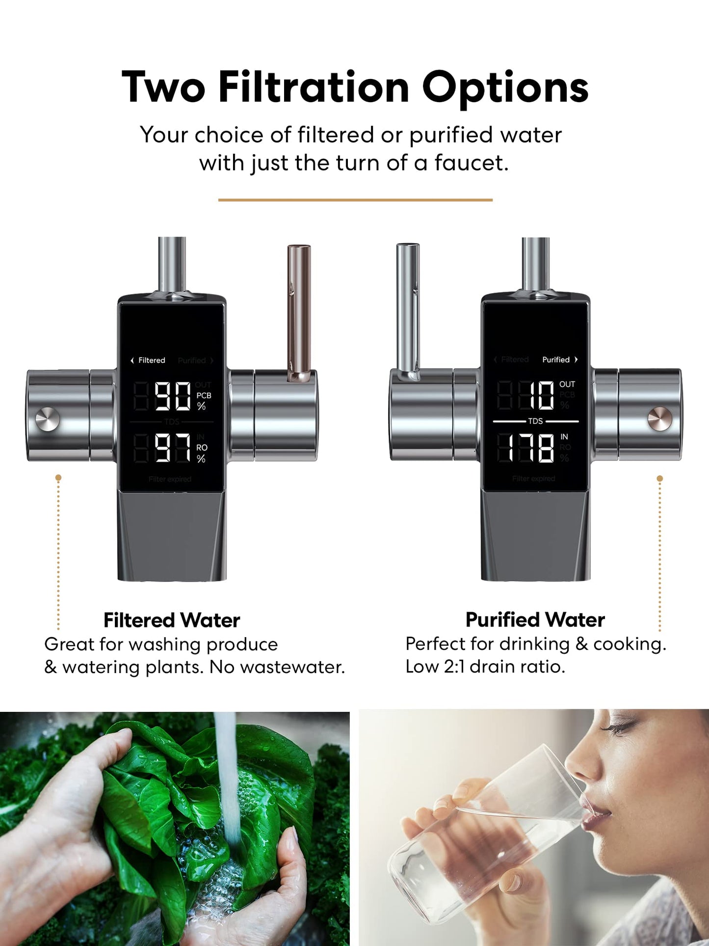 Brio Reverse Osmosis Water Filtration System, 700 GPD, 2:1 Pure to Drain, Tank-Less, Under Sink Faucet Mount