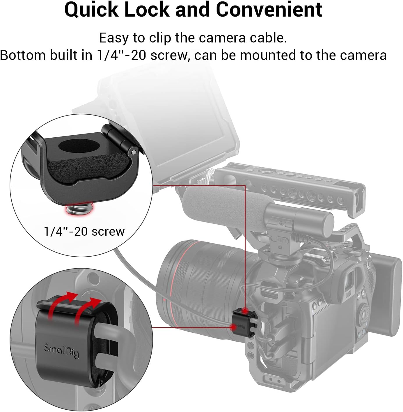 SMALLRIG (4 2-7mm Camera Clamp pcs) for HDMI/SDI/Microphone Cable, DSLR Camera Cable Lock Mount Support