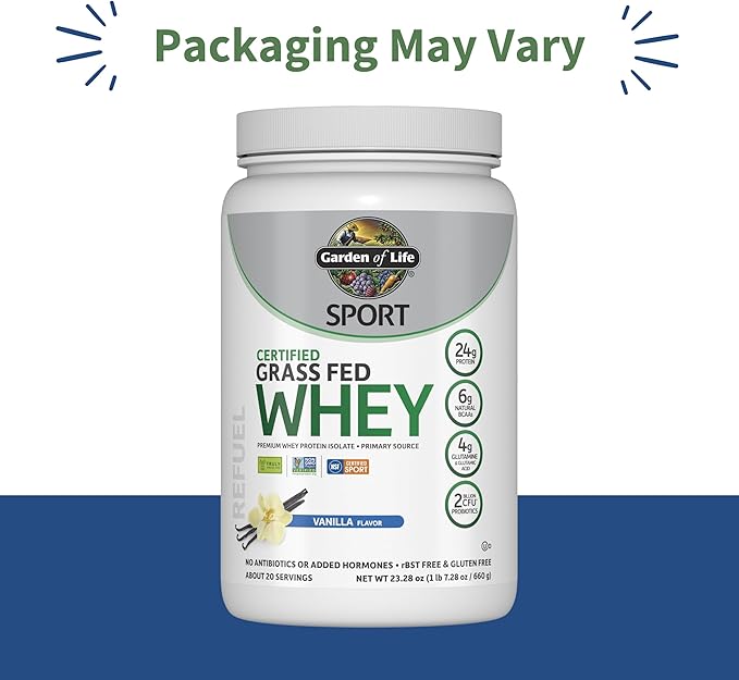 Garden Of Life, Protein Powder Sport Whey Grass Fed Vanilla, 23 Ounce