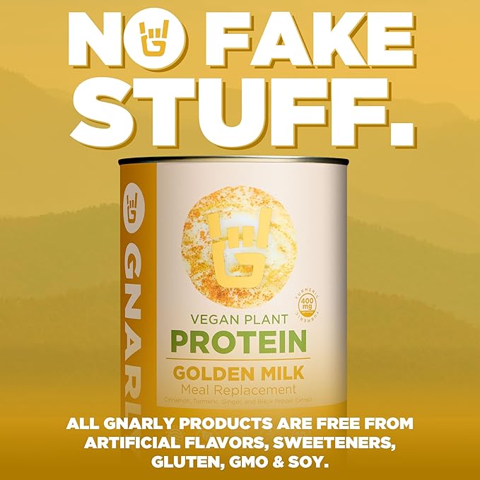 Gnarly Nutrition Golden Milk Vegan Protein Powder ??Plant-Based Powder for Shakes ??Dairy-Free, Non-GMO, Gluten-Free ??28.2 oz