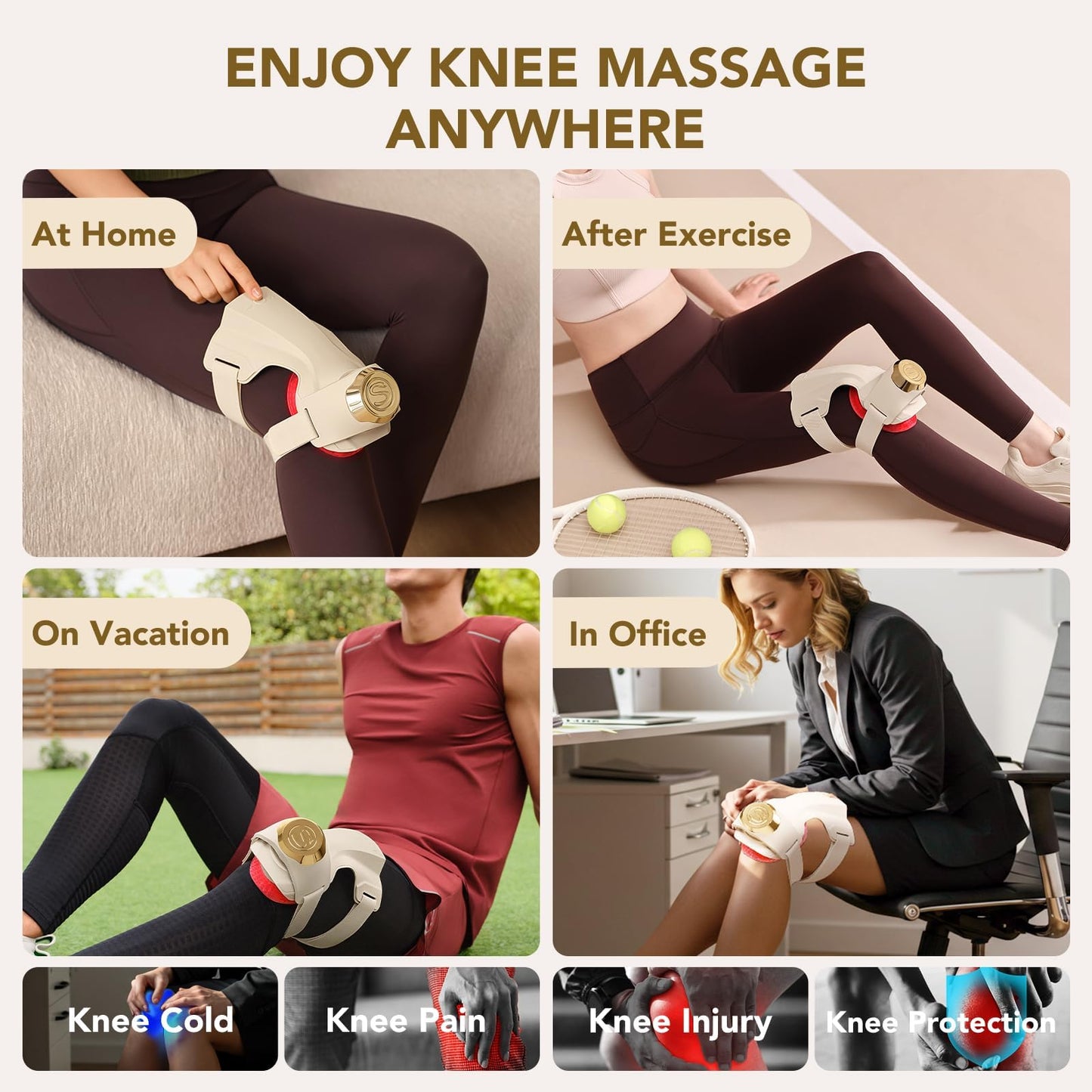 SKG WS500 Knee Massager with Heat for Pain Relief with Vibration for Joint Comfort, Cordless Heated Knee Brace with 5 Massage Modes and 3 Heating Levels, Perfect for Women Men Mom Dad