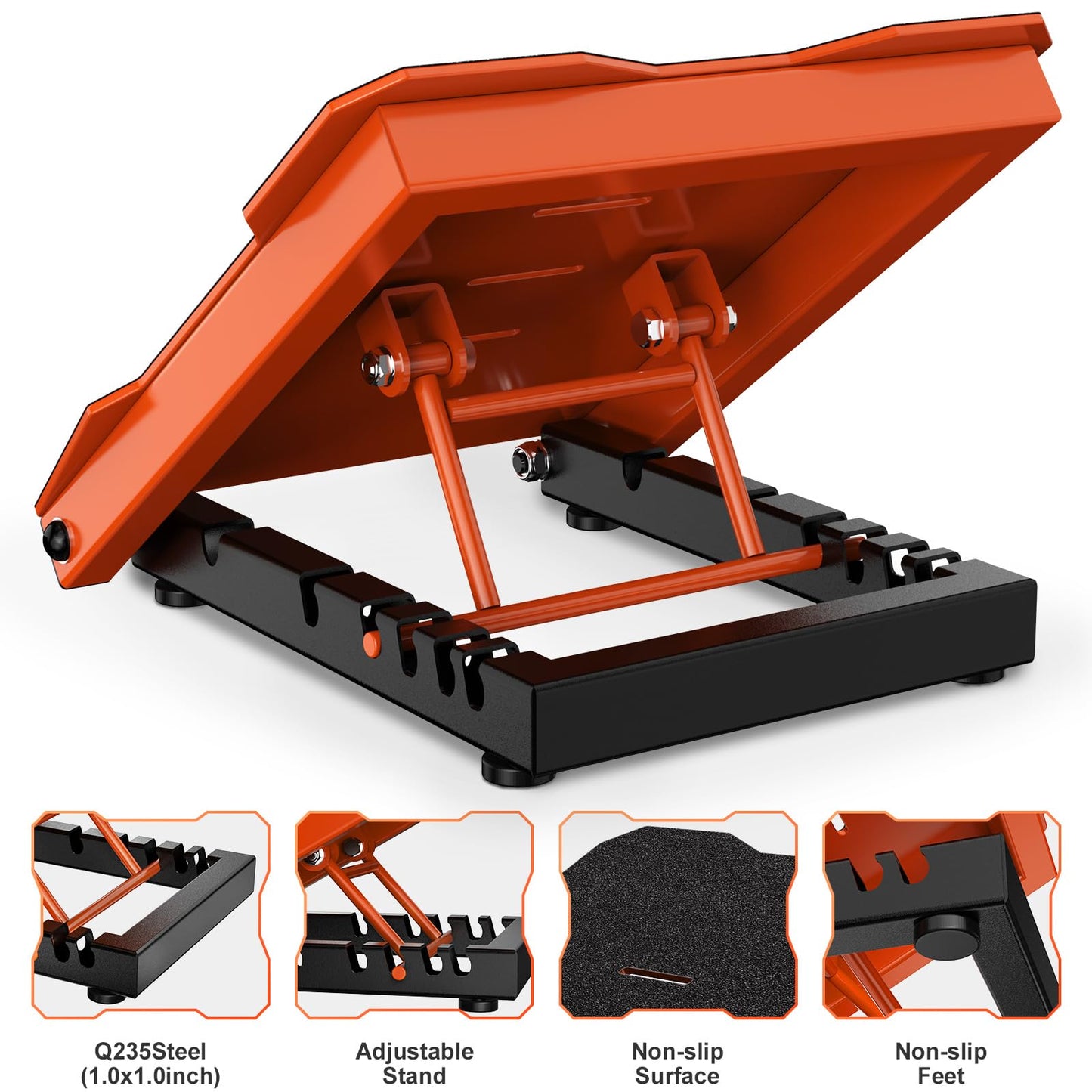 YONKFUL Steel Slant Board Calf Stretcher, 600 Lbs Weight Capacity 5-Level Adjustable Incline Board Squat Wedge Achilles Ankle Stretcher Non-Slip Surface for Squat, Fitness, Physical Therapy, Orange