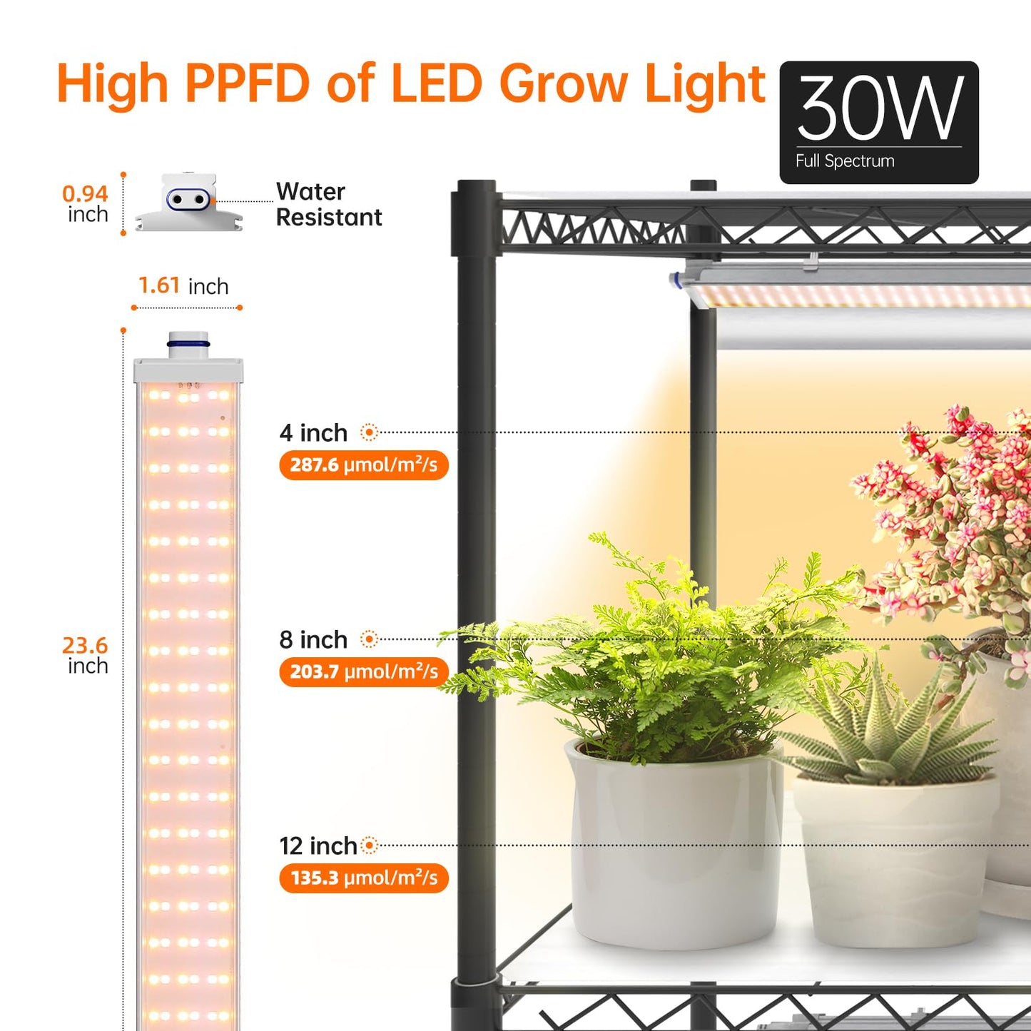 Bstrip Indoor Greenhouse with Grow Light, DIY Plant Shelf with Cover, 6 Tier Plant Stand, 5 Pack 150W Full Spectrum Grow Lights with 3 Color Mode For Indoor Plants, Seed Starting, 29.5"L×13.8"W×71"H