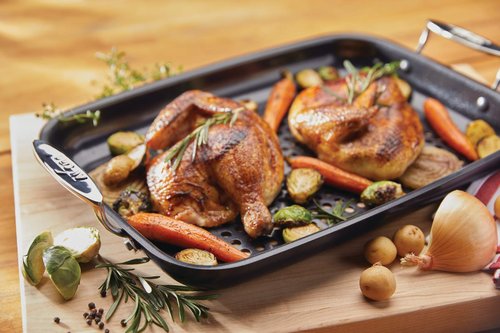 All-Clad Outdoor Nonstick Roaster Set 15x11 Inch Oven Grill Safe 500F Roaster Pan, Pots and Pans, Cookware Black