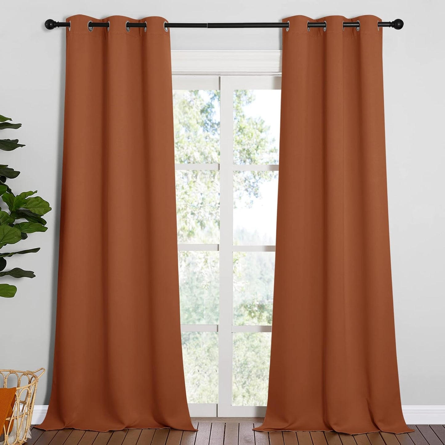 NICETOWN Room Darkening Drapes - Light Blocking Curtain Panels for Nursery | Soft Fabric, Burnt Orange, 42" x 95" (1 Pair)