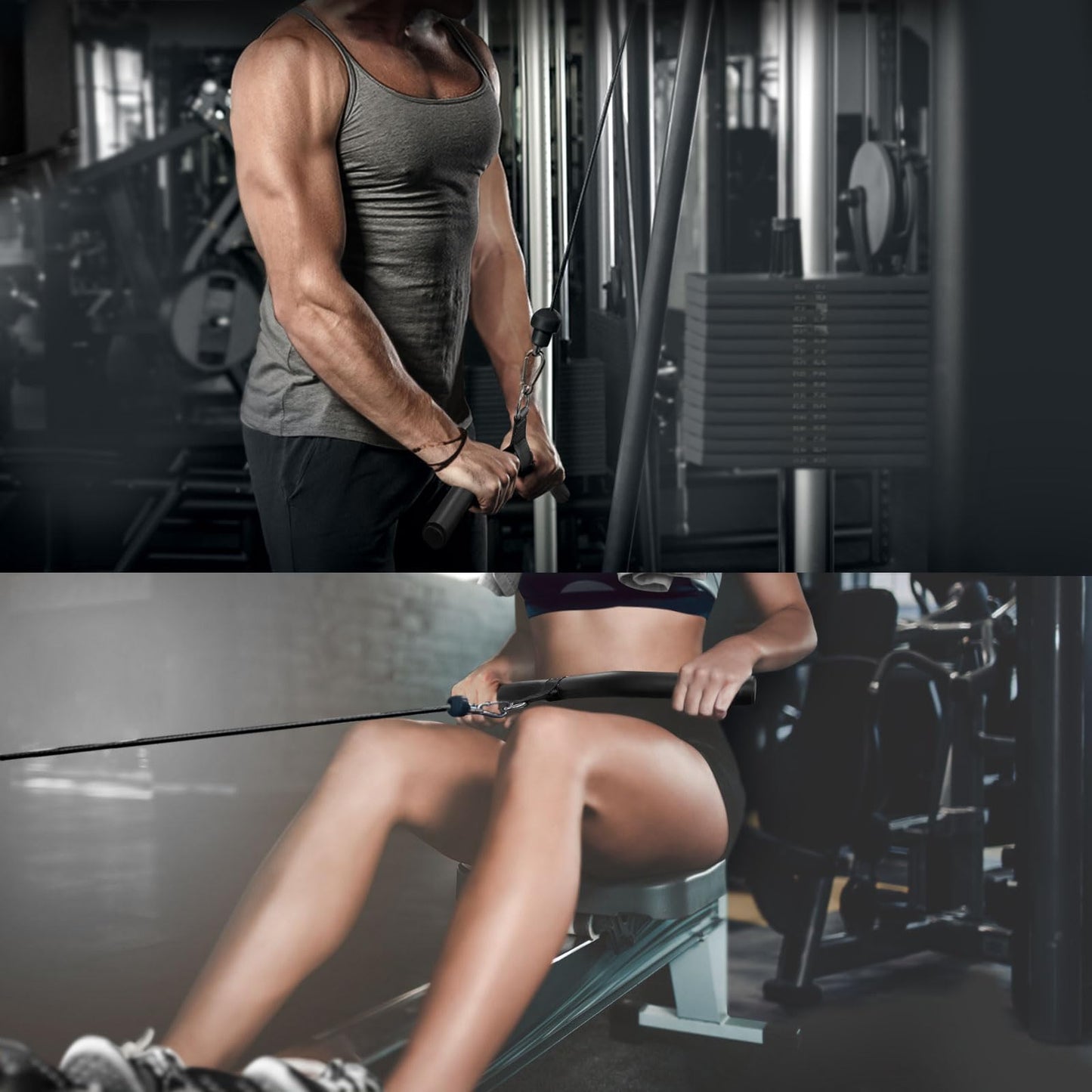 LAT Pull Down Bar Attachment：LAT Pulldown Tricep Bar for Strength Training Home Gym Cable Machine - Curl & Triceps Press Down Handle with EVA Sponge Non-Slip Grip for Pulley System