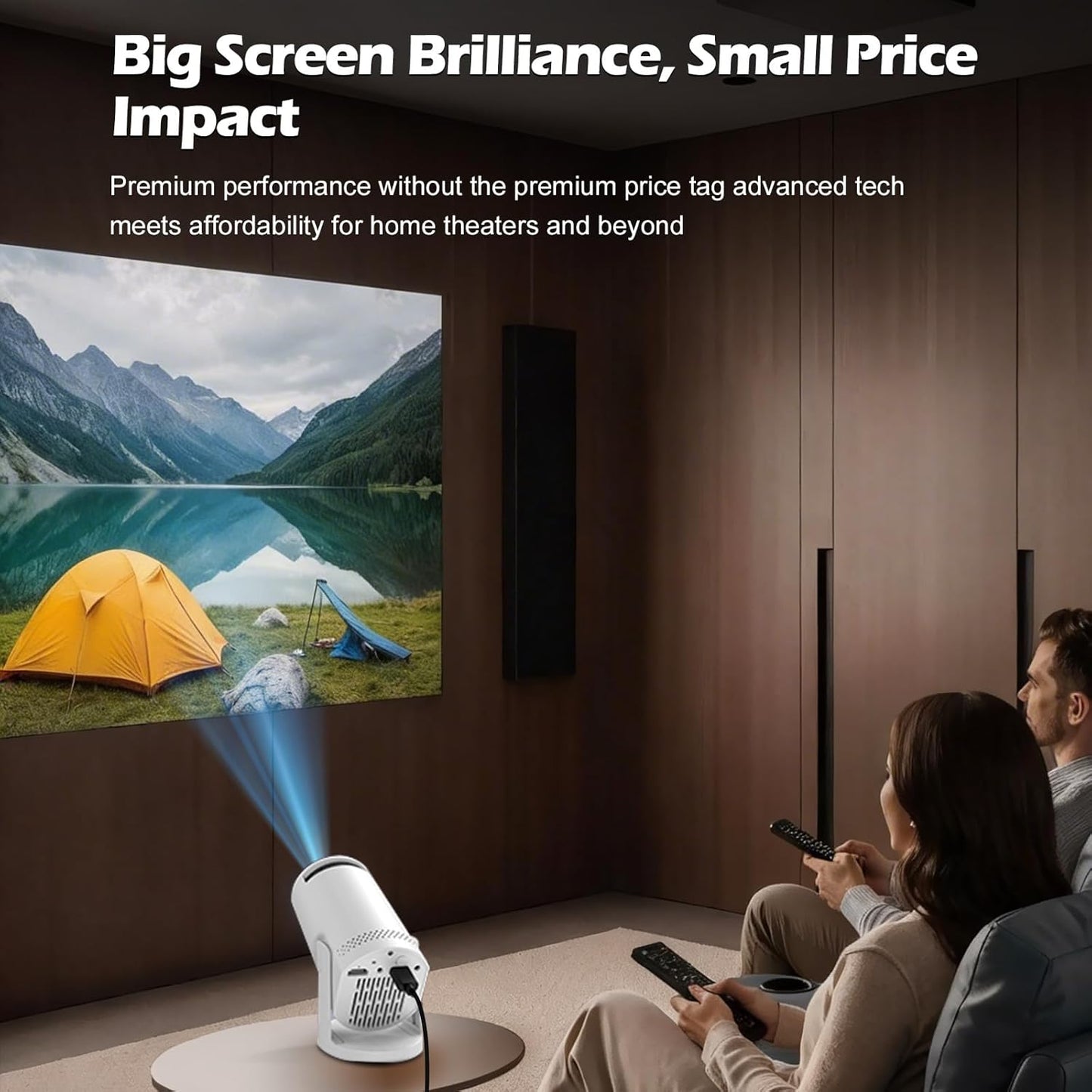 BESUS 4K 1080P 180 17-130" Mini projector, with wired screen sync portable projector rotation. screen video projector.