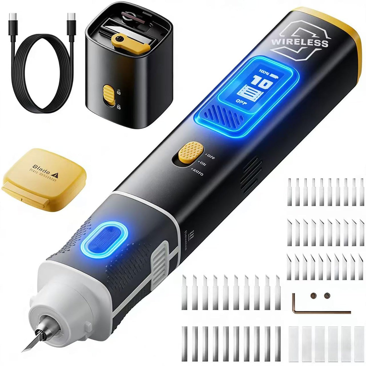 SPYOAMGHK 40kHz Wireless Ultrasonic Cutter Machine with Smart Cutting, 30W Handheld Ultrasonic Knife for 3D Printing, Plastic, Resin, Carbon Fiber Trimming - Auto Start Stop & Turbo Cooling