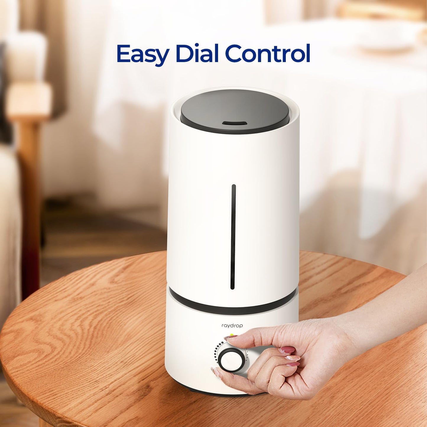 Raydrop Cool Mist Humidifier - Quiet Ultrasonic Design for Home & Babies | 1.70L Capacity, Auto Shut Off