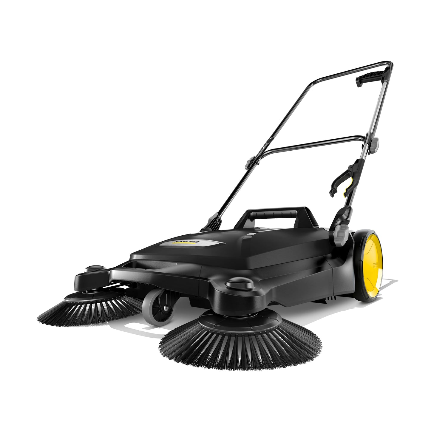 Kärcher Walk Behind Outdoor Push Sweeper S 4 Twin Go!Further for Workshops, Sidewalks, Driveways or Garages with Debris Grabber 5.25 Gallon Capacity, 26.8" Sweeping Width